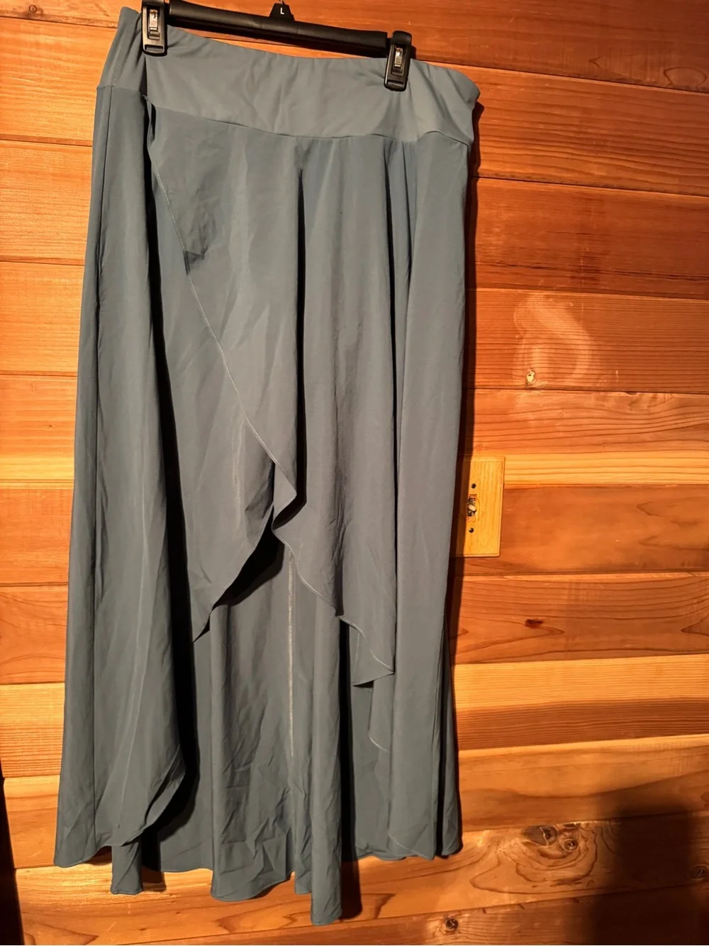 HALARA Slate Blue Maxi Skirt with Draped Front - Picture 1 of 3